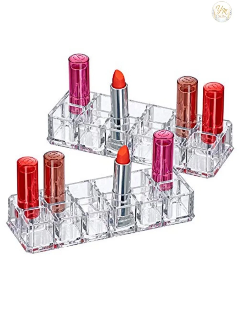 12-Slot Acrylic Lipstick Organizer, Lip Gloss Holder, Cosmetic Storage Display
